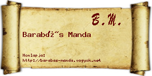 Barabás Manda névjegykártya
